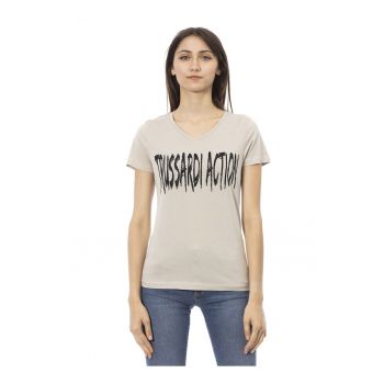 Tricou cu decolteu in V si logo