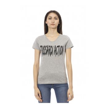 Tricou cu decolteu in V si logo