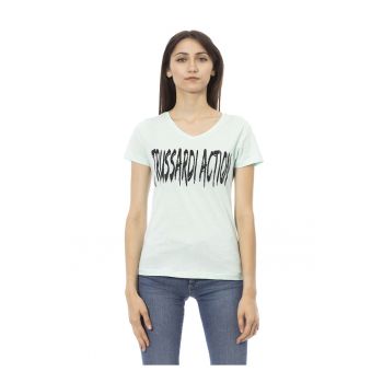 Tricou cu decolteu in V si logo