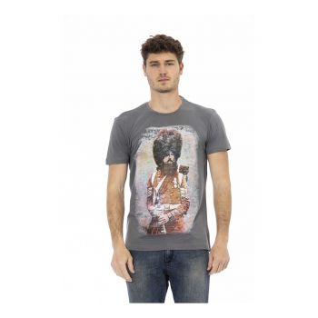 Tricou cu decolteu la baza gatului si imprimeu grafic