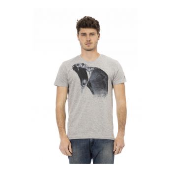 Tricou cu decolteu la baza gatului si imprimeu grafic