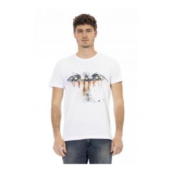Tricou cu decolteu la baza gatului si imprimeu grafic
