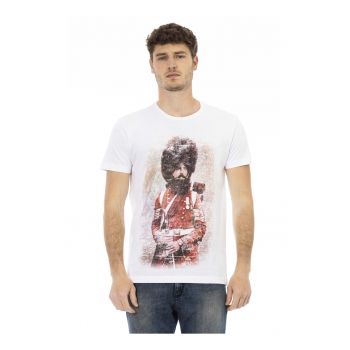 Tricou cu decolteu la baza gatului si imprimeu grafic