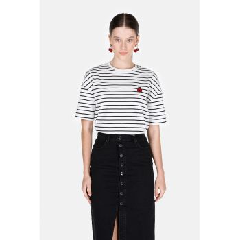 Tricou cu maneci cazute si model in dungi