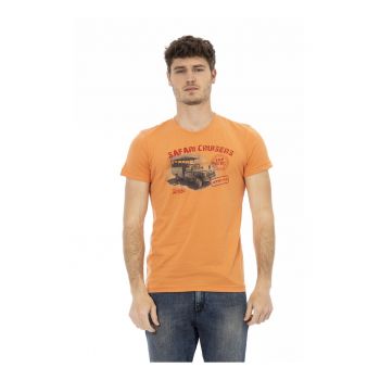 Tricou slim-fit cu decolteu la baza gatului si design