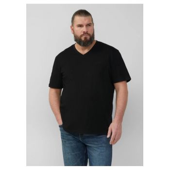 Big Sizes Tricou barbati big sizes cu decolteu in V - croiala Regular Fit - Negru -