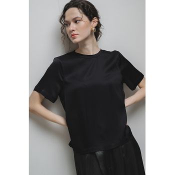 Bluza din satin cu maneci scurte