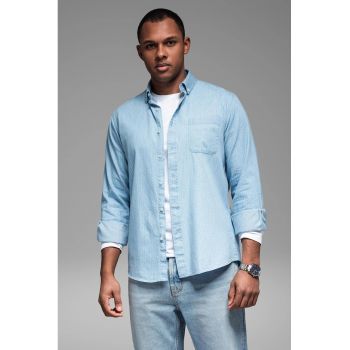 Camasa din material chambray cu imprimeu grafic