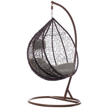 Fotoliu suspendat tip cuib oval cadru Maro si perna Gri, structura din otel, perne incluse, 103x107x195 cm,utilizare interiorexterior