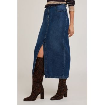 Fusta de denim cu slit frontal