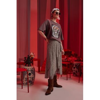 Medicine Tricou din bumbac culoarea maro a femeilor