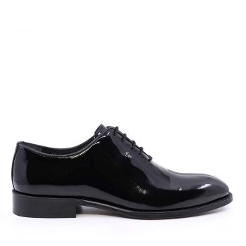 Pantofi oxford bărbați Enzo Bertini Premium Collection negri din piele lăcuită 3389BP1470LN