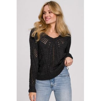 Pulover scurt cu model perforat -