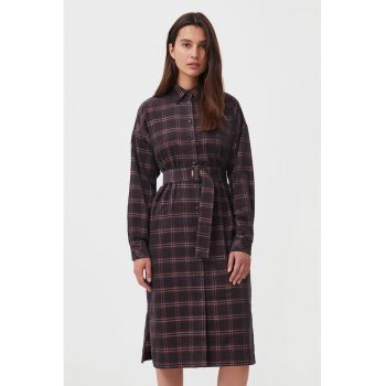Rochie-camasa cu model in carouri si curea asortata