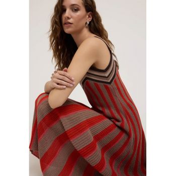 Rochie midi tricotata cu bretele inguste