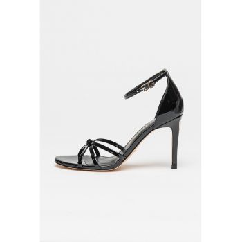 Sandale stiletto cu aspect lacuit