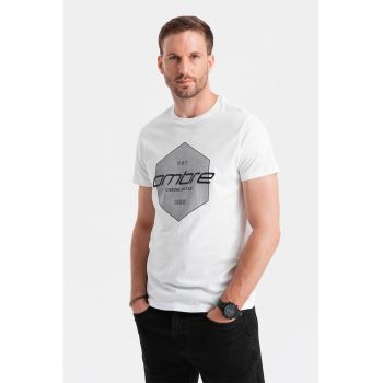 Tricou cu decolteu la baza gatului si model grafic