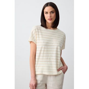 Tricou din amestec de in cu dungi