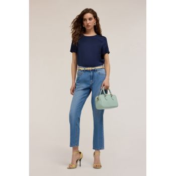 Tricou satinat cu maneci rulate