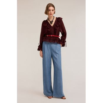 Bluza din amestec de lyocell cu volane