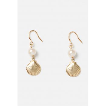 Cercei drop din aur filat de 14K si decorati cu perle