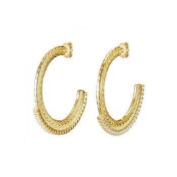 Cercei rotunzi placati cu aur de 14K - cu zirconia