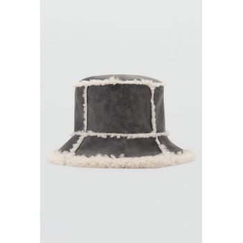 Palarie bucket de blana shearling sintetica