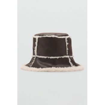 Palarie bucket de blana shearling sintetica