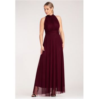 Rochie lunga de seara  rosu - poliester-elastan - ieftina