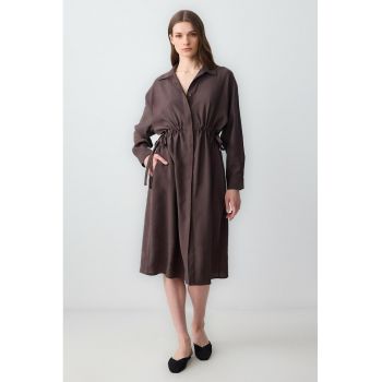 Rochie midi evazata cu decolteu in V