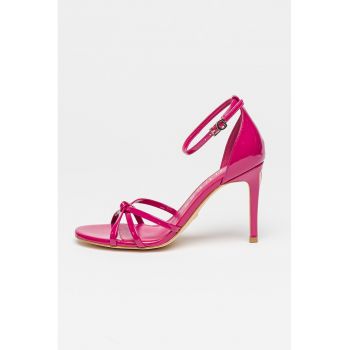 Sandale stiletto cu aspect lacuit
