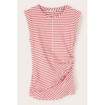 Top de bumbac cu dungi si model drapat