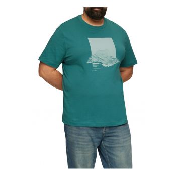 Tricou barbati big sizes la baza gatului din bumbac - cu imprimeu Grafic si croiala Regular fit -  Big Sizes