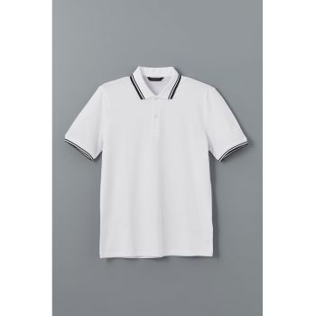 Tricou din amestec de bumbac cu guler polo