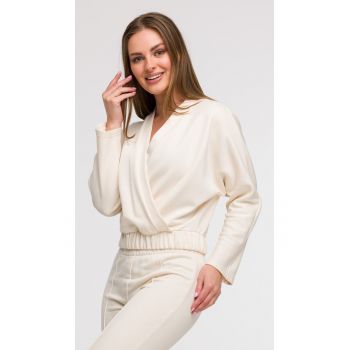 Bluza cu decolteu petrecut -  Ecru -