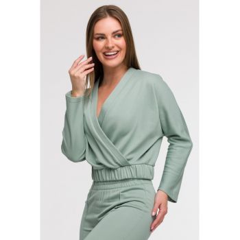 Bluza cu decolteu petrecut -  Verde menta -