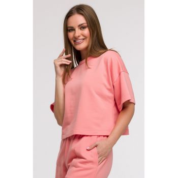 Bluza oversize cu maneci scurte -  Corai -