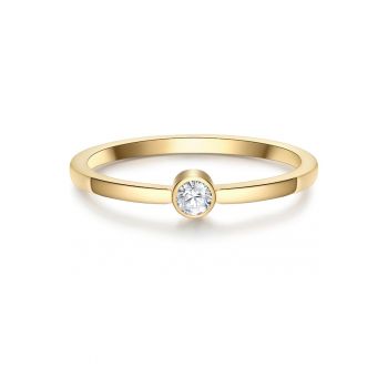 Inel placat cu aur de 14k si zirconia