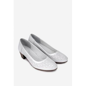 Pantofi dama albi din piele naturala
