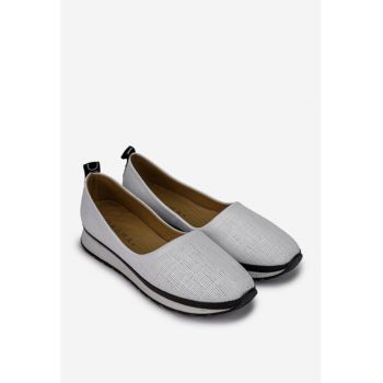 Pantofi dama din piele naturala alba