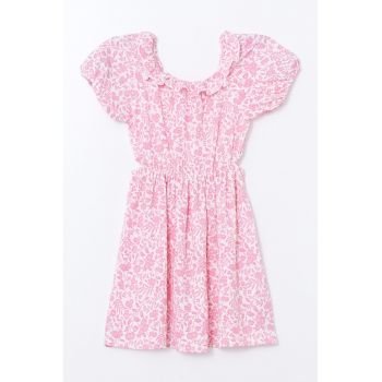 Rochie cu model - croiala in A si maneci bufante