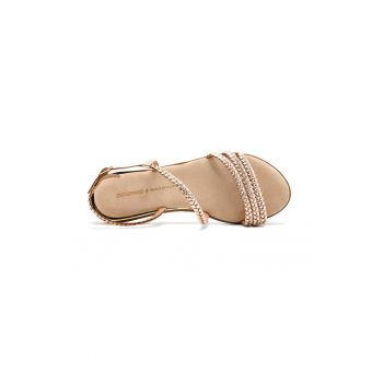 Sandale din piele cu talpa joasa si aspect impletit