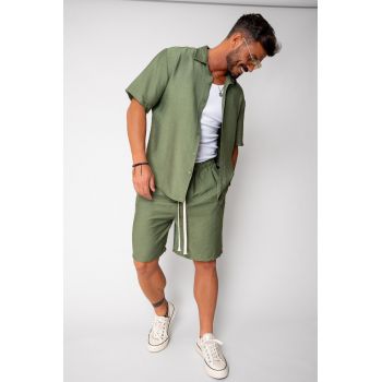 Set camasa si pantalon scurt Dark Olive 17147