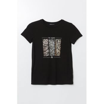 Tricou cu detaliu cu animal print