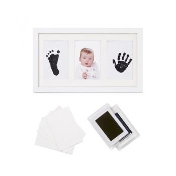 Kit rama foto tripla Jane White cu cerneala pentru manuta si piciorus, Non-toxic