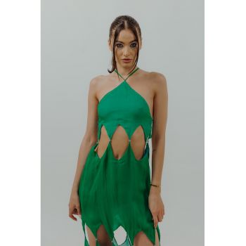 Rochie dreapta maxi de matase cu decupaje