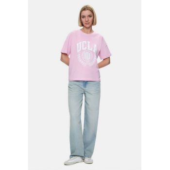 Tricou cu maneci cazute si imprimeu logo Avalon