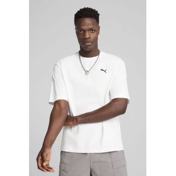 Tricou de bumbac cu decolteu la baza gatului
