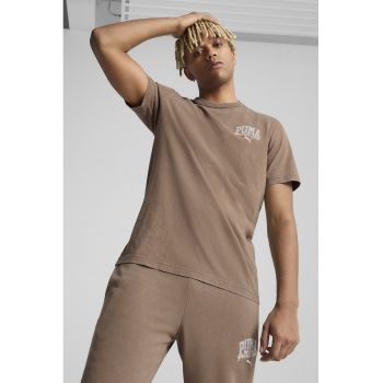 Tricou din bumbac cu decolteu la baza gatului