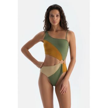 Costum de baie intreg cu model colorblock